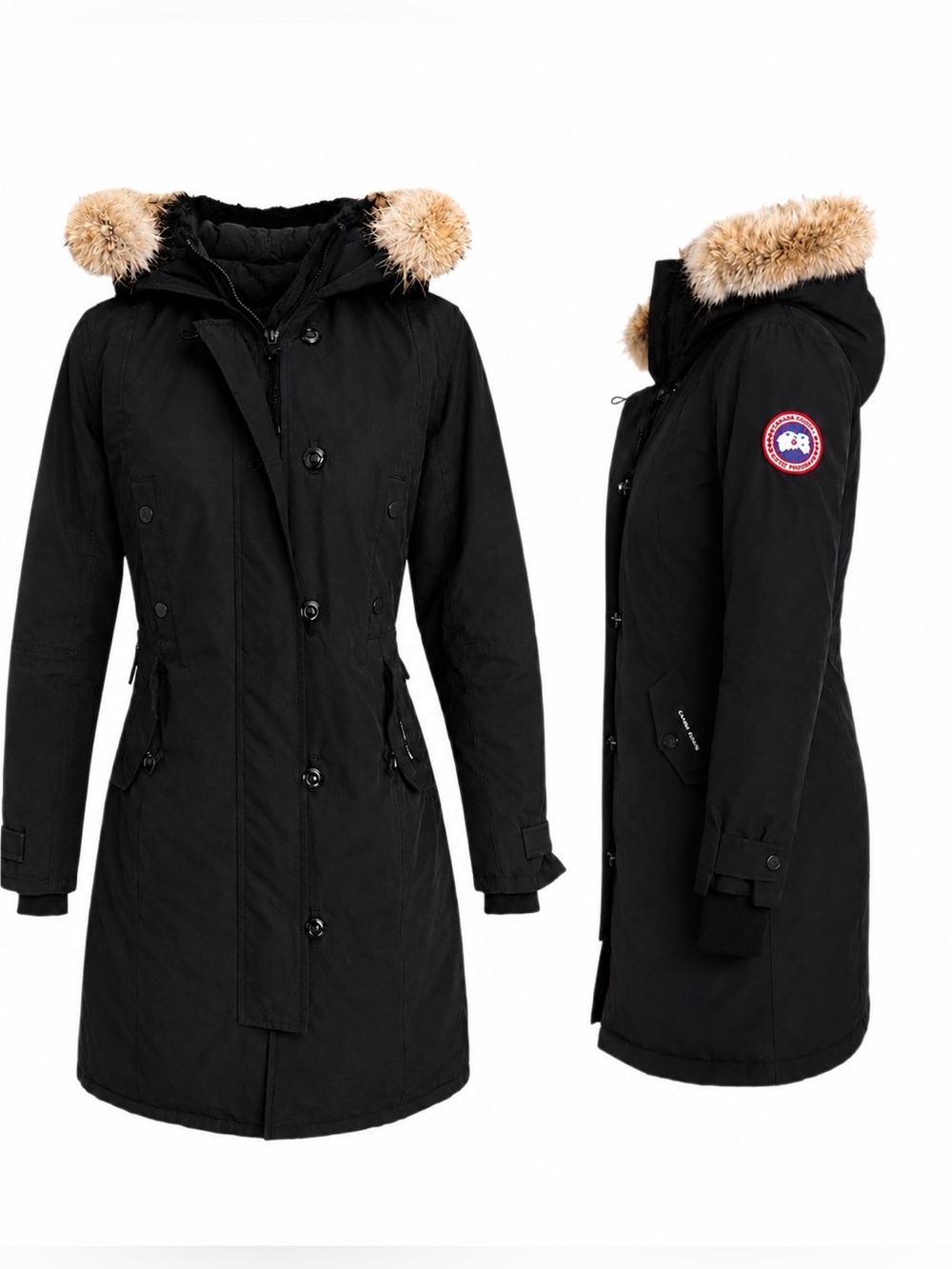 Canada Goose Kensington Parka Black Down Fur Hood Coat Women’s XS